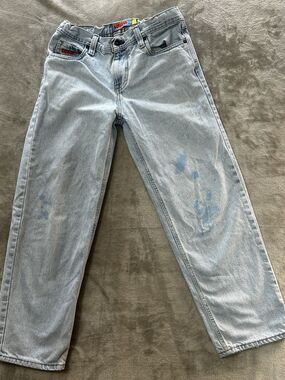 Empyre Jeans Womens Size 26 Light Wash StrAIGHT WIDELeg Distressed Grunge Skater
